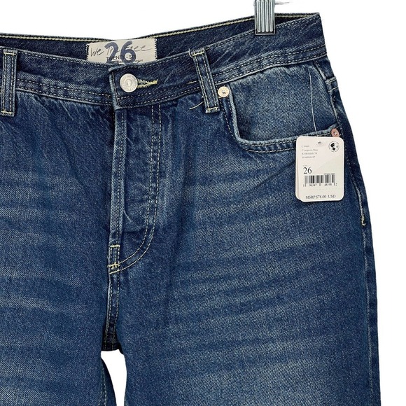 Free People Maggie NEW Mid Rise Straight Distressed Hem Denim Straight Jeans 26 - Picture 5 of 11
